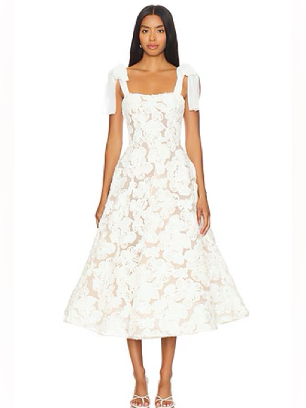 Sabrina White Floral Midi Dress By Bronx And Banco